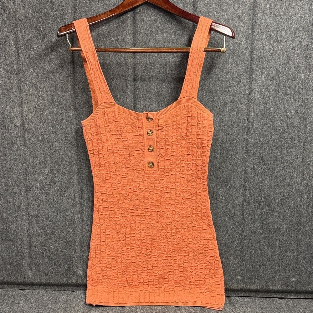 Free People Orange Textured Mini Dress - Picture 1 of 8